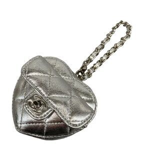 Chanel Key Holder (charm) Mini Heart Bag Charm Matelasse Ap4838 Silver Heart